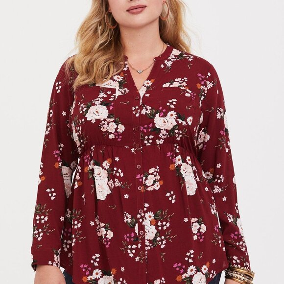 Emma Babydoll Challis Button-Front Tunic 4X - Picture 4 of 9